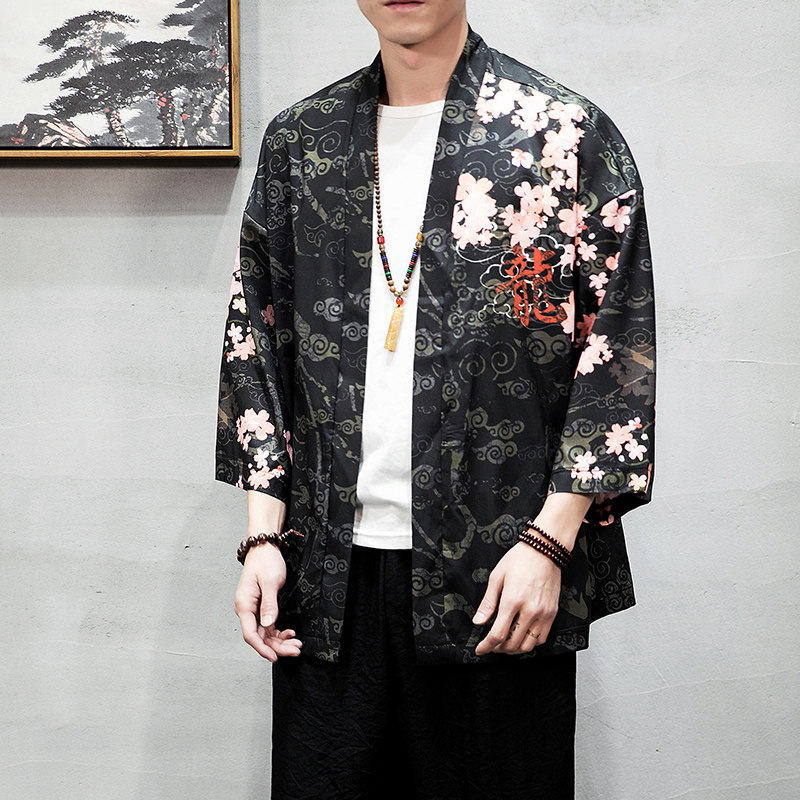夏季新款风，龍图祥云和服开衫披风男款DSA008-1K88p40,男装卫衣,电商A008-1