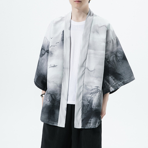 风印花 山川 汉服开衫披风男 DS-A008-1K89 P40图片