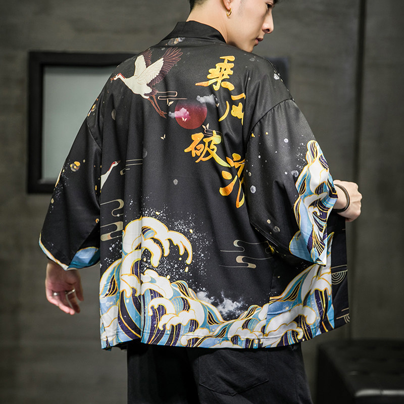 2025夏季新款风乘风深龙和服开衫披风男6006K033p40,男装卫衣,电商A008-1