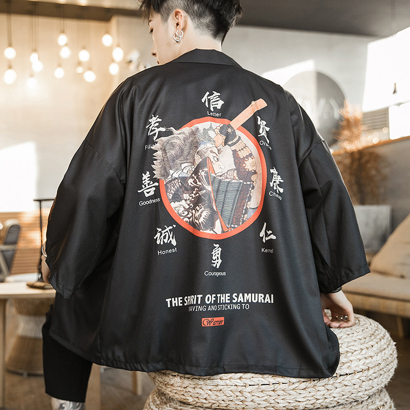 2025夏季新款风云霄铜钱海浪汉服开衫披风男A008-1K01p40,男装民族服装,电商A008-1