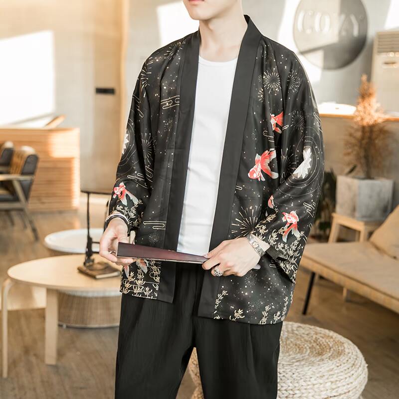 2025夏季新款风天鹅墨龙汉服开衫披风男DSA008-1K03P40,男装民族服装,电商A008-1