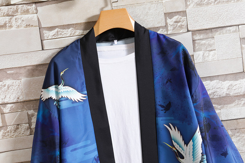2025夏季风道袍男短袖汉服开衫和服防晒衣套装QT6006TZK51P70,男装防晒衣,电商A008-1