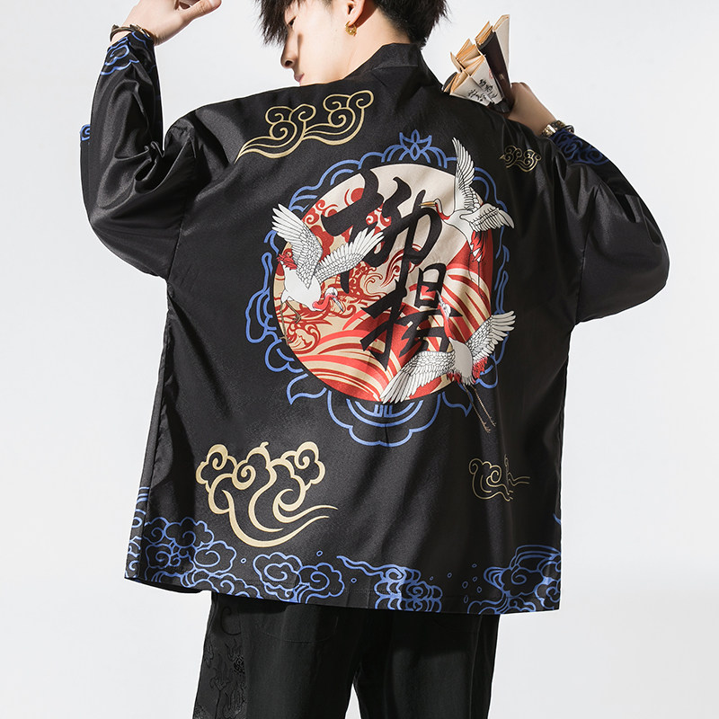 夏季新款风 仙鹤 柳楊 汉服服开衫披风男DSA008-1K07p40图片