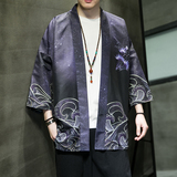 夏季新款风青叶仙鹤汉服开衫披风男DS-A008-1-K037p40，男装风衣，电商A008-1