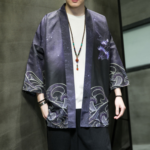 夏季新款风 青叶 仙鹤汉服开衫披风男DS-A008-1-K037p40图片