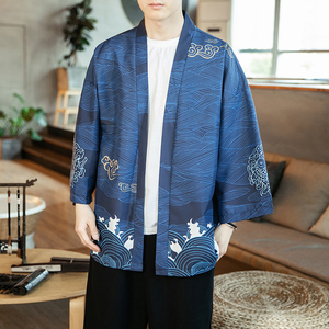 2025夏季风道袍男短袖汉服 开衫汉服防晒衣DS A008-1 K10 P40图片