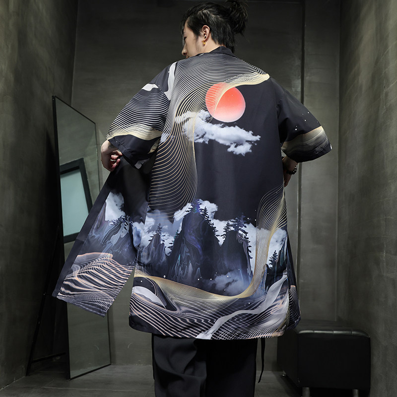 夏季新款风汉服开衫披风男DSA008-1-K302p48,男装风衣,电商A008-1