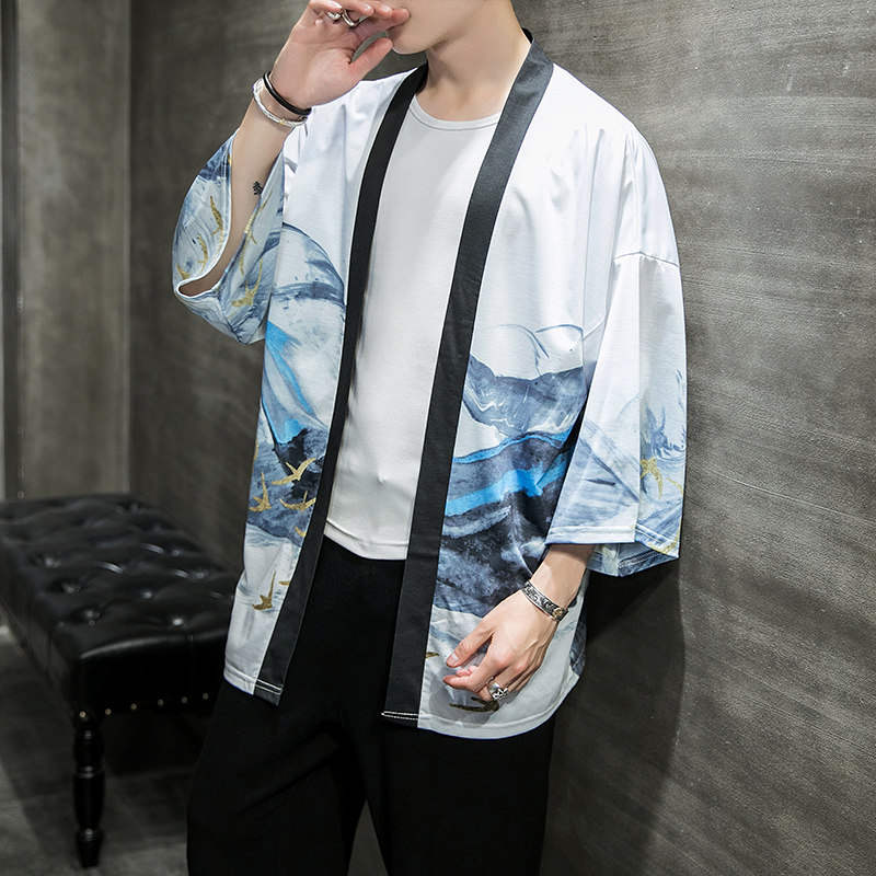 2025夏季新款风天鹅墨龙汉服开衫披风男DSA008-1K03P40,男装民族服装,电商A008-1