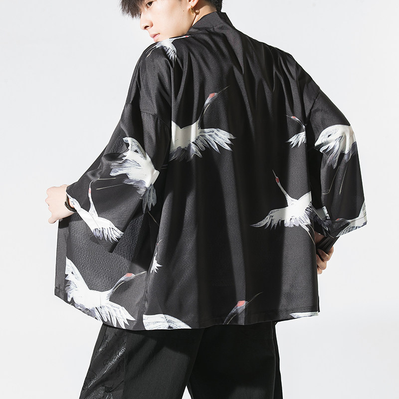夏季新款风 仙鹤 柳楊 汉服服开衫披风男DSA008-1K07p40图片