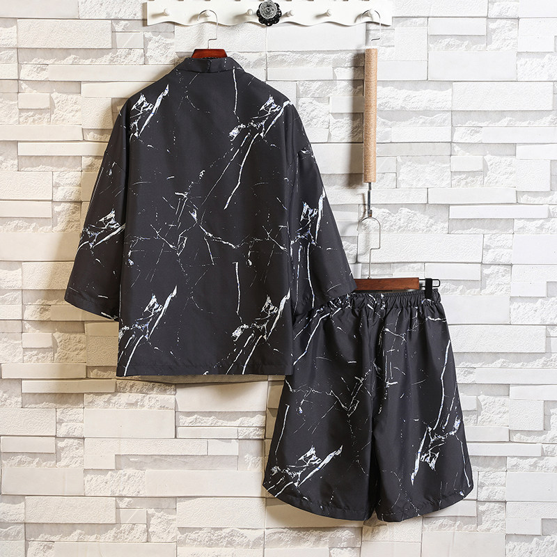 夏季风道袍男短袖汉服开衫和服防晒衣套装DSA008-1TZK08P70,男装防晒衣,电商A008-1