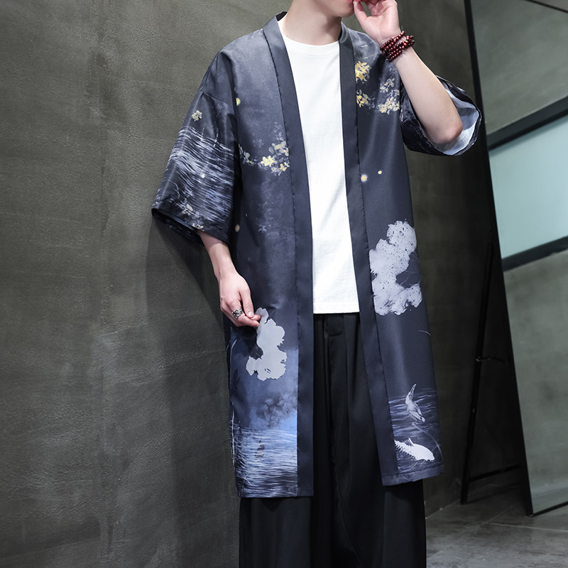 夏季新款风汉服开衫披风风衣男DSA008-1-K303p48,男装风衣,电商A008-1