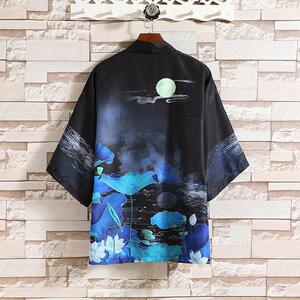 夏季新款风 青山仙鹤印花汉服风衣开衫披风男DSA008-1K87 P40图片