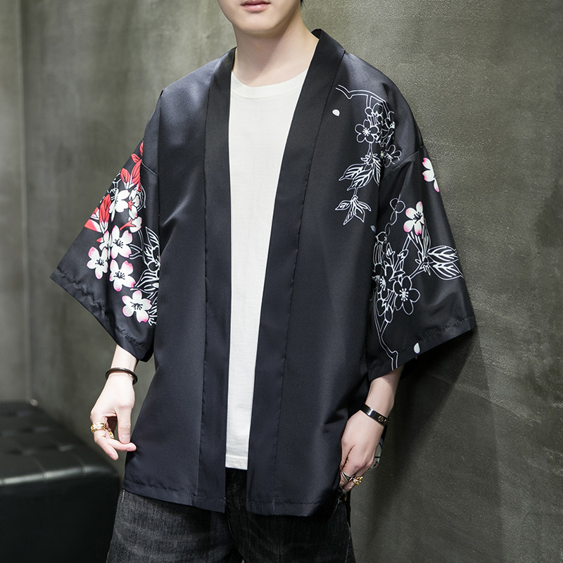 2025夏季新款风飞鹤鲤鱼和服开衫披风男DS-A008-1K02p40,男装卫衣,电商A008-1
