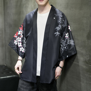 2025夏季新款风 飞鹤 鲤鱼 和服开衫披风男DS-A008-1K02p40图片