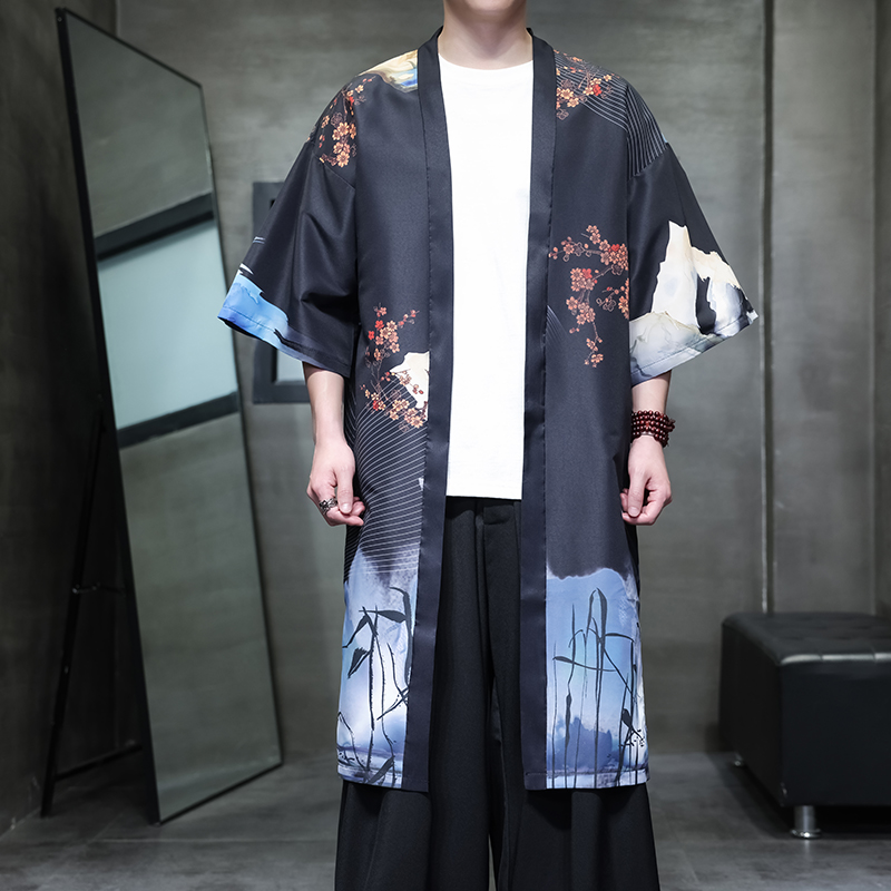 夏季新款风汉服开衫披风风衣男DSA008-1-K305p48，男装风衣，电商A008-1
