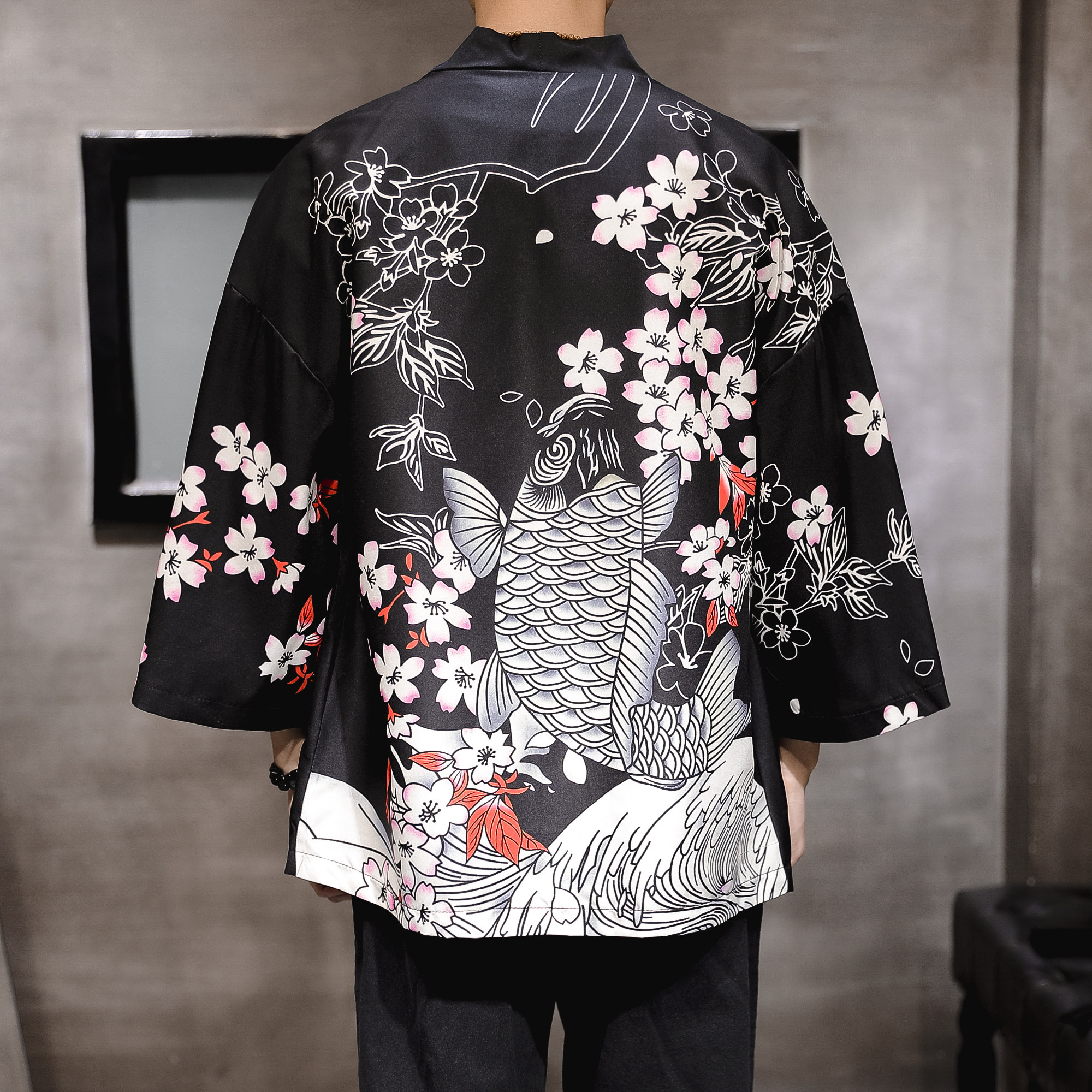 2025夏季新款风龙猫山水鲤鱼飞鹤和服开衫披风男6006K02p40,男装卫衣,电商A008-1
