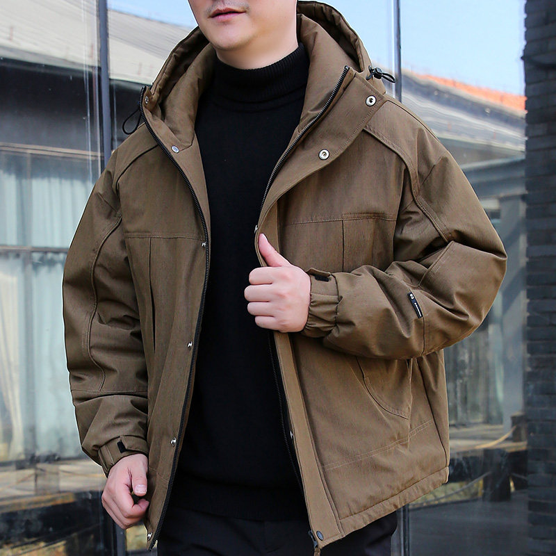 冬装新款大码男装连帽羽绒服300斤可穿男士加肥加大码夹克衫外套