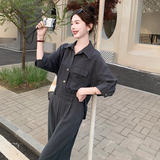深灰色工装连体裤女夏2025新款今年流行爆款慵懒风高级感连衣长裤，商品下架区，浙宝205