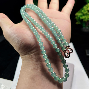 6mm冰种晴水绿翡翠项链圆珠绕圈玉手串女天然A货玉石玉珠链毛衣链