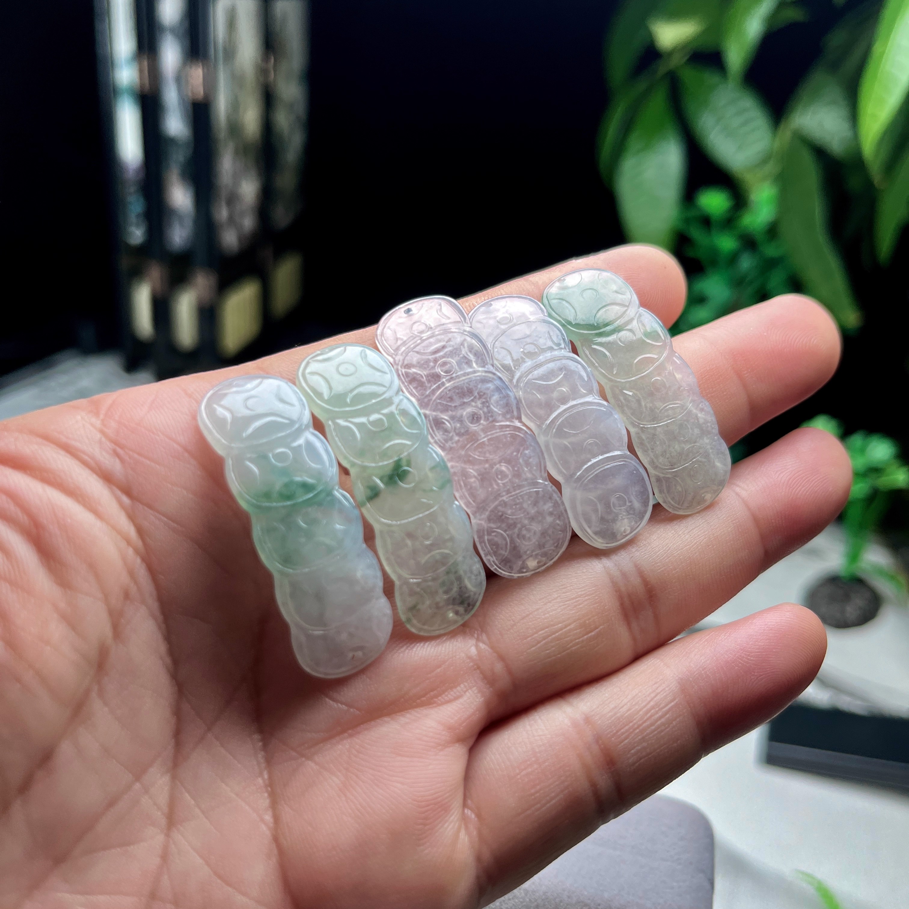 缅甸料天然A货玉石冰飘花翡翠铜钱玉手牌手上有钱手链可编织手绳
