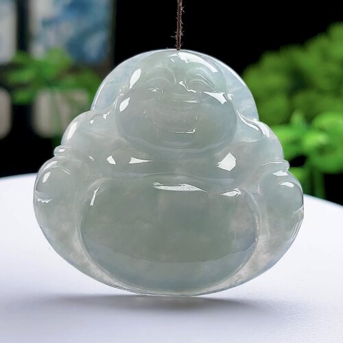 保真天然A货玉石冰润大佛公吊坠缅甸料翡翠弥勒佛挂件笑佛玉坠