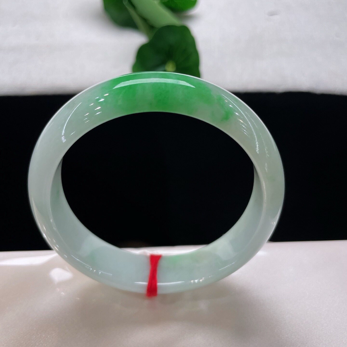 58圈口翡翠手镯缅甸料A货天然玉石冰飘绿正圈平安镯玉镯子女款