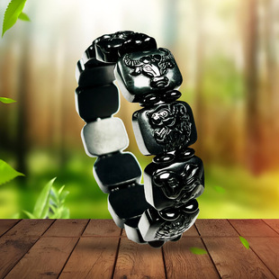 保真天然A货翡翠十二生肖手牌玉石手链男女款玉牌深墨黑手串送证