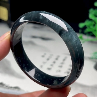 59MM大圈口正圈平安镯保真A货天然玉石乌鸡种玉手镯翡翠玉镯子女