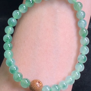 5.9mm缅甸料玉石冰飘绿转运珠手链天然A货翡翠冰飘绿玉石手串珠链