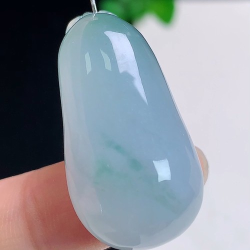 天然玉石冰飘花福瓜吊坠厚装玉瓜挂件保真缅甸料A货翡翠福挂玉坠