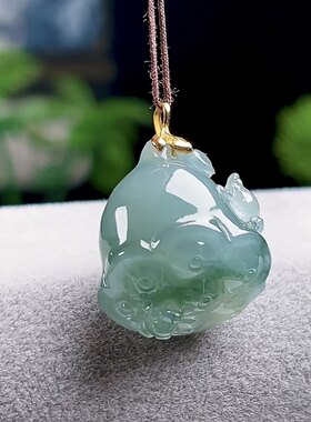 缅甸料天然A货翡翠玉石18K金镶嵌冰飘花莲蓬玉坠多子多福莲子吊坠