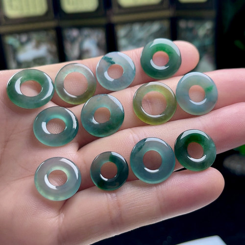 天然翡翠甜甜圈玉吊坠扣DIY