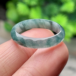 23号翡翠玉石冰飘花戒指天然A货玉石指环飘绿玉戒圈男女钻石戒面