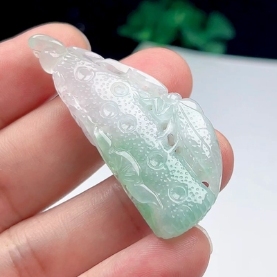 缅甸A货翡翠冰种飘花一鸣惊人金蝉玉坠天然玉石玉蝉吊坠知了挂件