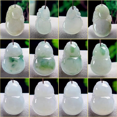 缅甸料冰底飘花天然A货翡翠葫芦