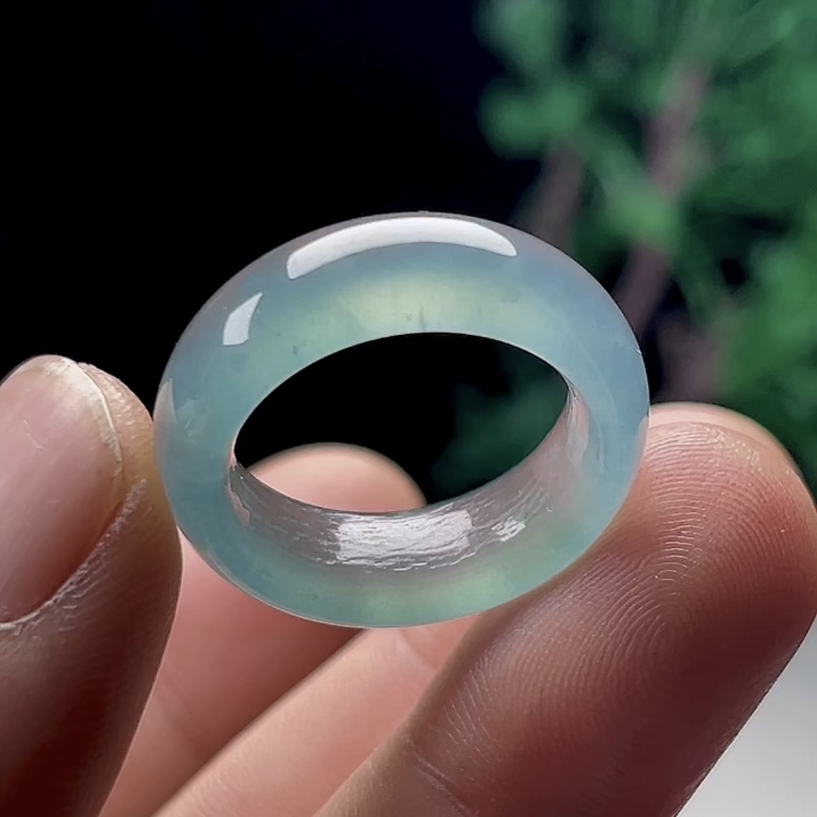 16号天然玉石翡翠戒指揭阳工保真A货冰种蓝水玉指环玉戒圈男女款