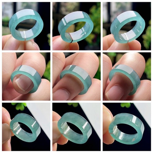 精品天空蓝冰绿翡翠戒指