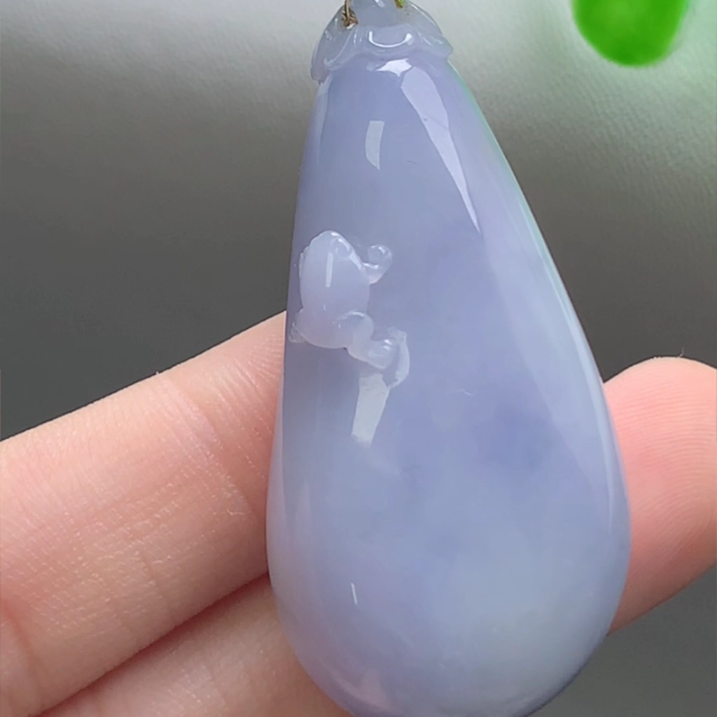 保真天然玉石18K金镶嵌紫罗兰福瓜吊坠玉瓜缅甸料A货翡翠福挂玉坠