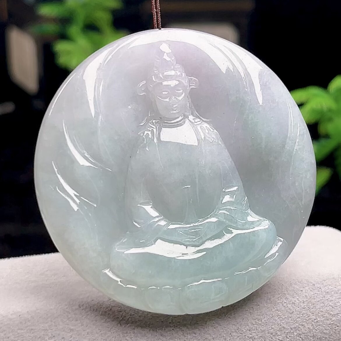 正品天然翡翠冰飘花素衣观音玉坠缅甸料A货玉石护瓶观世音吊坠