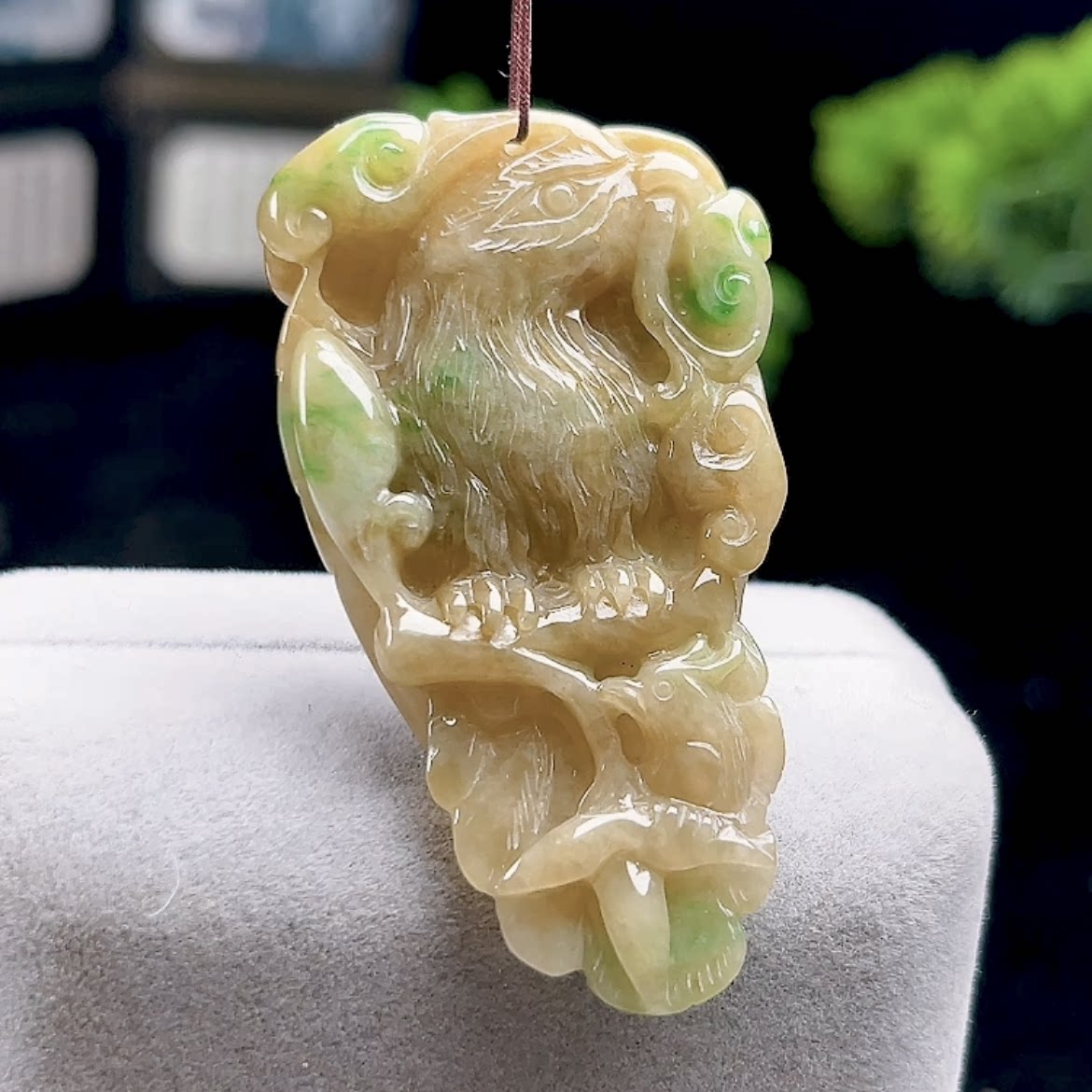 缅甸料黄加绿翡翠鹦鹉吊坠 天然A货玉石玉鹦鹉玉坠 英明神武玉佩
