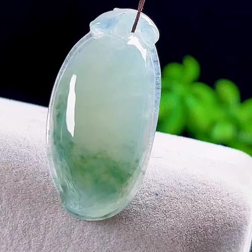 正品天然玉石冰飘花福瓜吊坠玉瓜保真缅甸A货翡翠福挂玉坠男女款