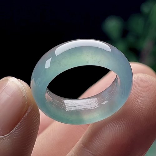 9号天然玉石翡翠戒指揭阳工保真A货冰蓝水玉指环玉戒圈小圈口尾戒