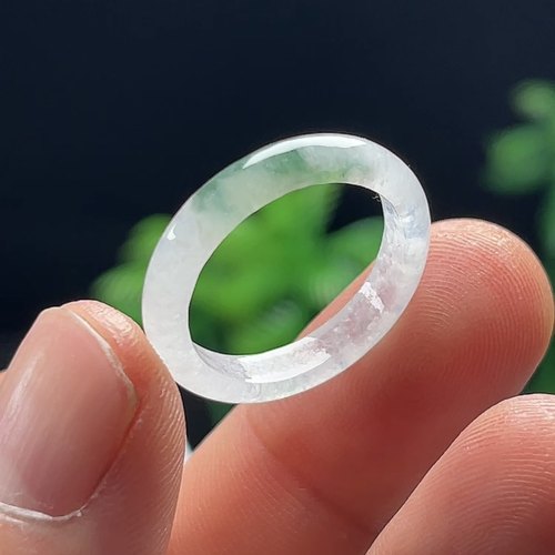 17号18mm天然翡翠A货戒指玉戒圈男女款缅甸玉石冰飘花玉指环正品