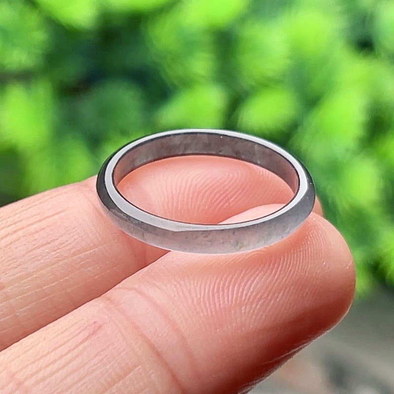 14号天然玉石翡翠冰乌鸡方戒圈指环男女款细边玉戒圈尾戒素圈精致