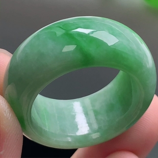 戒指 款 29号冰飘绿翡翠玉扳指缅甸料天然A货玉石轮胎款 玉指环男士