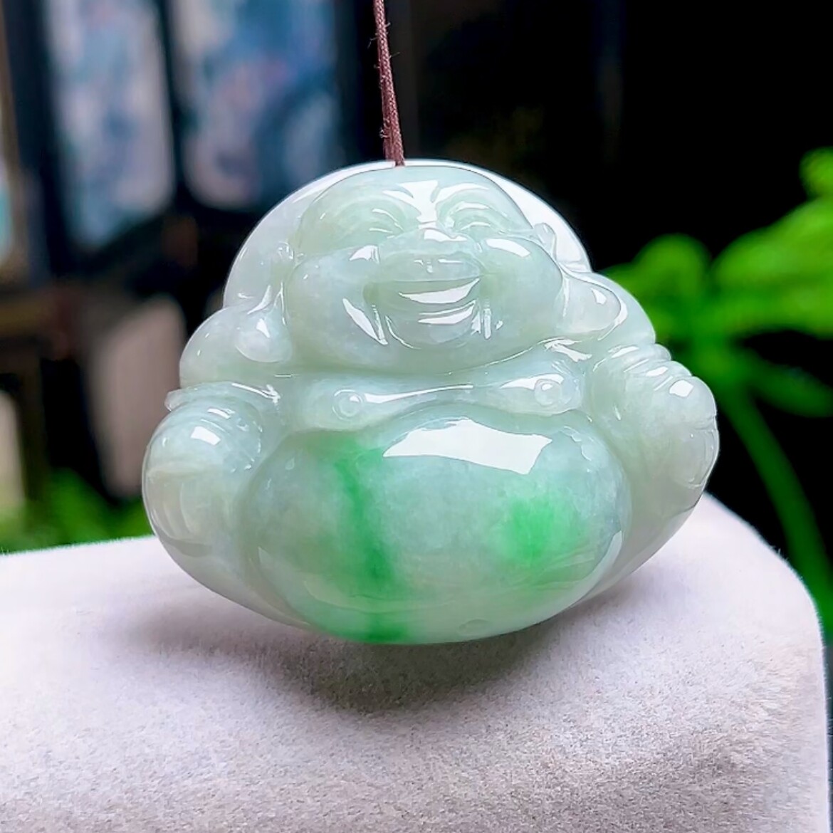 天然玉石翡翠弥勒佛挂件缅甸料A货冰飘绿佛公吊坠玉佛笑佛玉坠