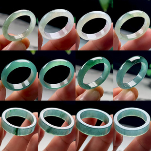23MM翡翠戒指男冰底蓝水天然A货玉石玉指环女玉戒指大圈口