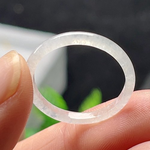 20号缅甸料玉翡翠戒指玉戒圈保真天然A货白冰玉指环素圈介指细边