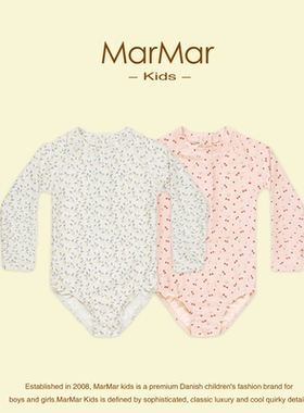丹麦MARMAR KIDS女童泳衣泳帽夏季防晒抗氯长袖儿童宝宝ins风泳装