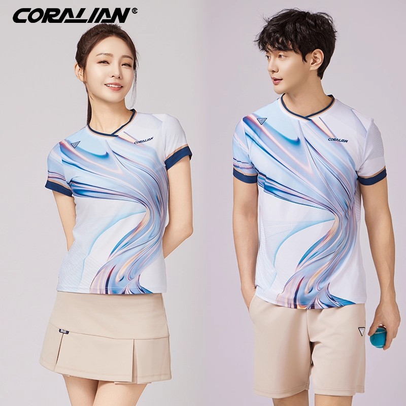 可莱安羽毛球服女套装2025新品透气速干男上衣韩国进口短袖运动服